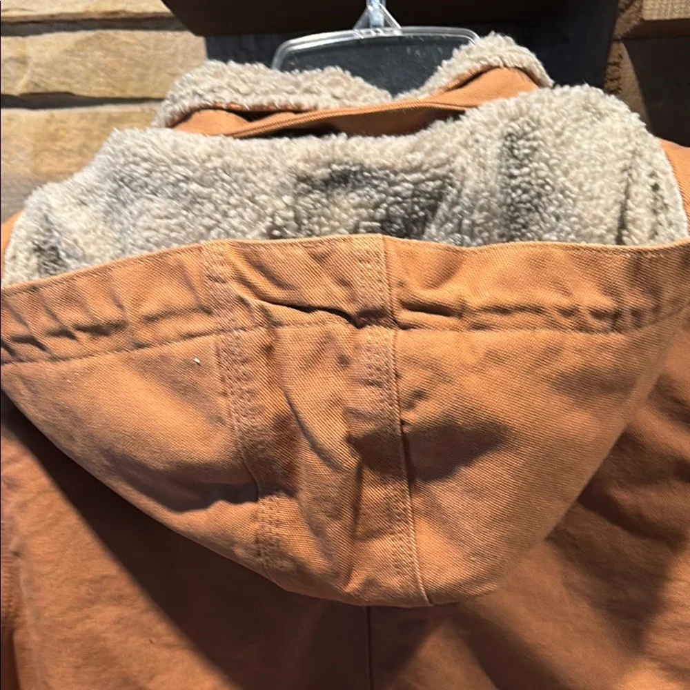 Carhartt Brown Pea Coat with Sherpa Lining - Picture 6 of 7